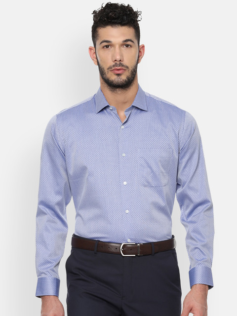 

Van Heusen Men Blue Boxy Self Design Formal Shirt