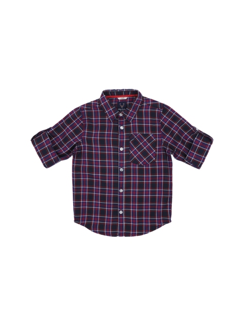 

Allen Solly Junior Boys Navy Blue & Red Regular Fit Checked Casual Shirt