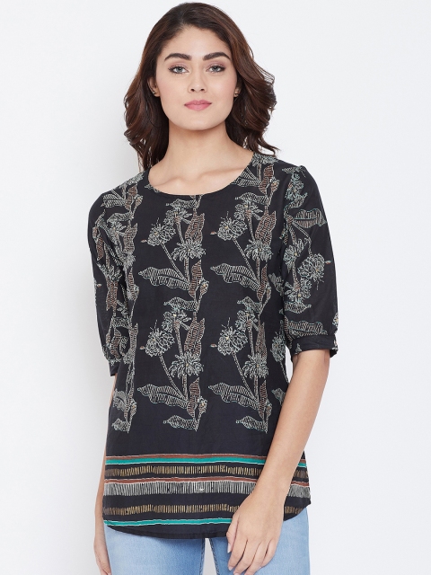 

AASK Women Black Printed Longline Top