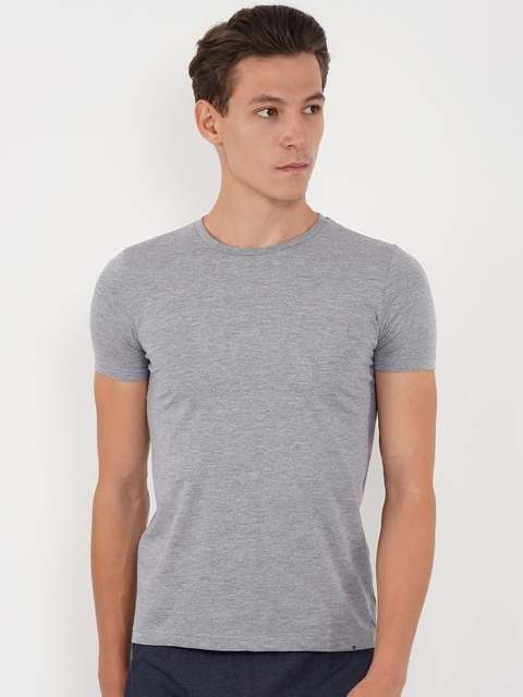 

Sweet Dreams Men Grey Melange Solid Lounge Tshirt 8907668790835