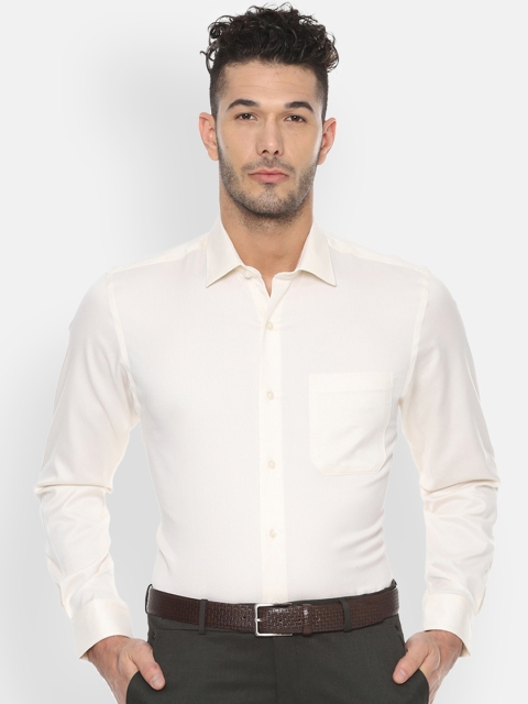 

Louis Philippe Permapress Men Cream-Coloured Slim Fit Solid Formal Shirt