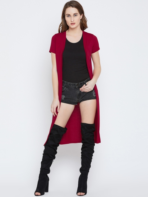 

PUNK Women Red Solid Open Front Shrug