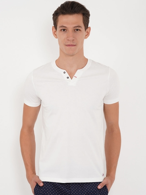 

Sweet Dreams Men White Solid Lounge Tshirt 8907668792860