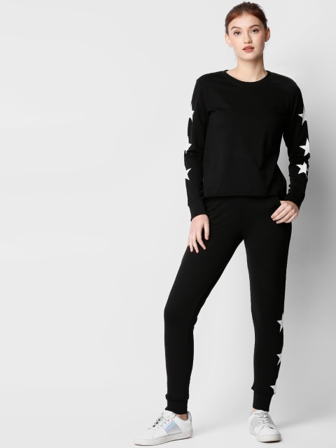 

I like me Women Black and White Solid Tracksuits