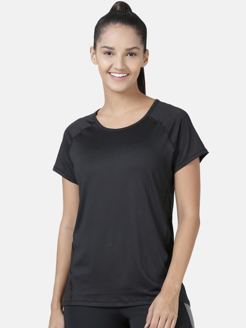 

Enamor Women Black Relaxed Fit Athleisure Active T-Shirt