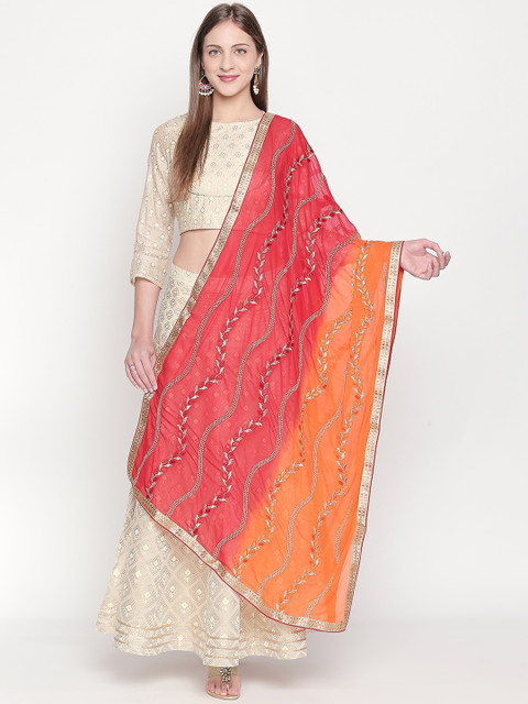 

Dupatta Bazaar Red & Orange Embroidered Dupatta