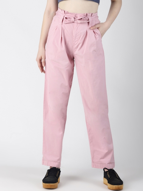 

Blue Saint Women Pink Regular Fit Solid Peg Trousers