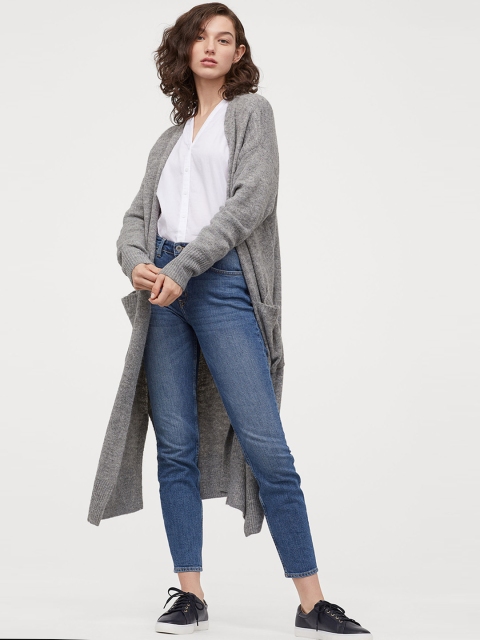 

H&M Women Grey Long cardigan