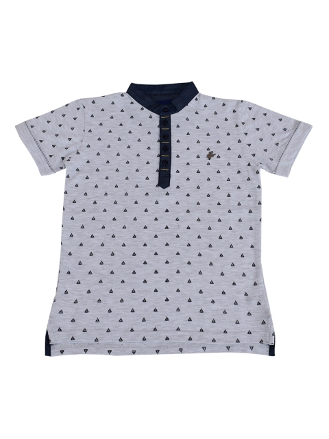 

Lil Tomatoes Boys Grey Melange Printed Polo Collar T-shirt
