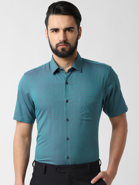 

Peter England Men Teal Green Regular Fit Self Design Formal Shirt
