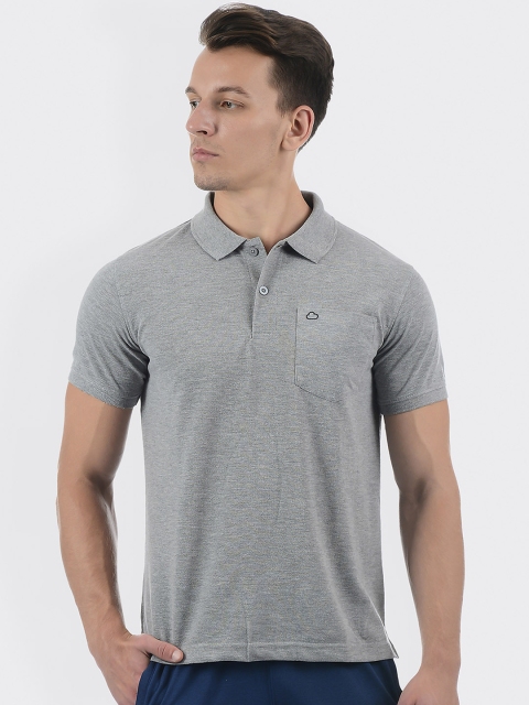 

Sweet Dreams Men Grey Melange Polo Collar Solid Lounge Tshirt 8907668569493