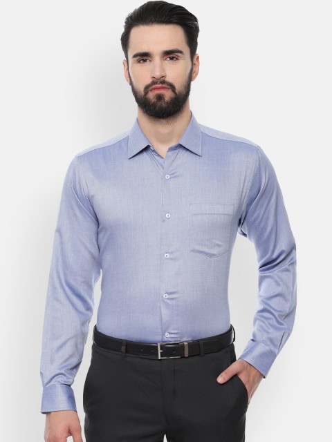 

Van Heusen Men Blue Boxy Self Design Formal Shirt