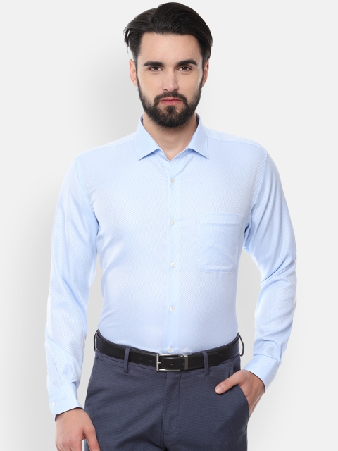 

Van Heusen Men Blue Boxy Self Design Formal Shirt