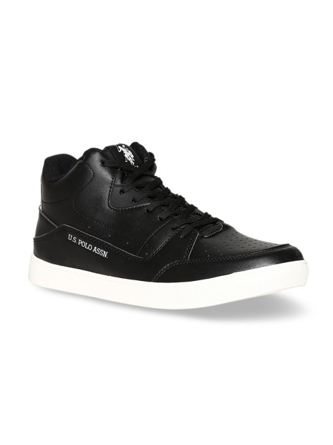 

U.S. Polo Assn. Men Black Solid Mid-Top Sneakers