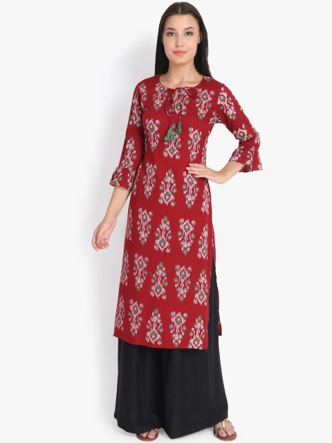

rangeelo rajasthan Women Red Printed Straight Kurta