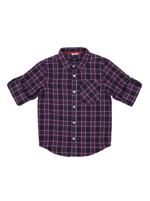 

Allen Solly Junior Boys Navy Blue & Red Regular Fit Checked Casual Shirt