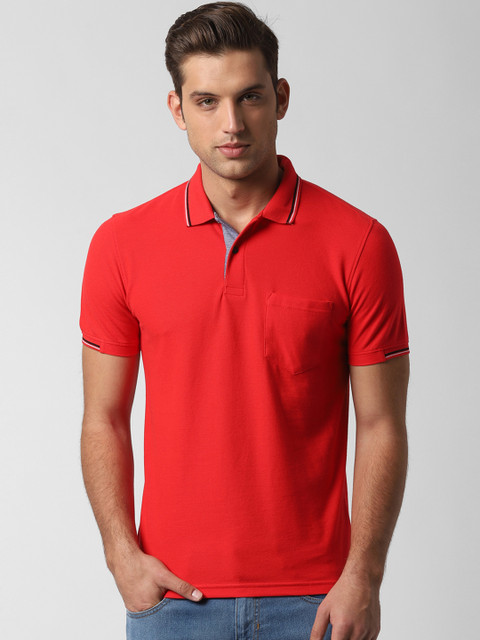

Peter England Casuals Men Red Solid Polo Collar T-shirt