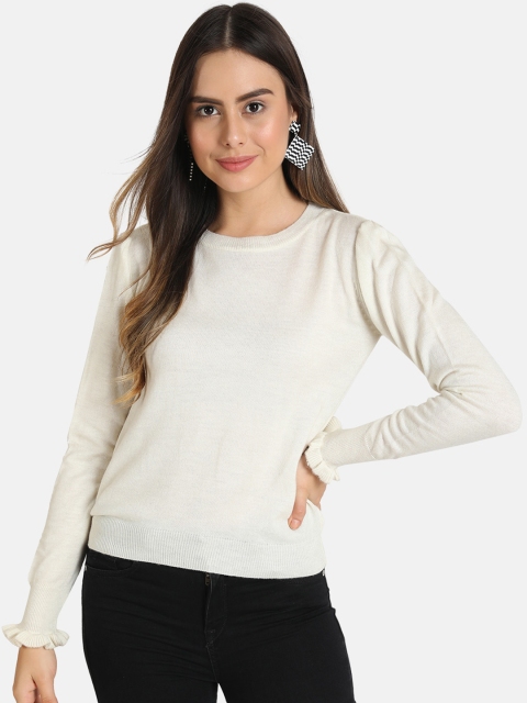 

VividArtsy Women Off-White Solid Pullover Sweater