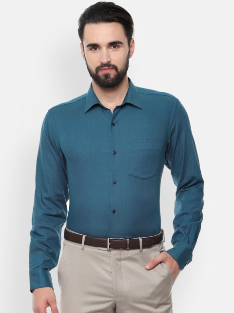 

Van Heusen Men Teal Green Regular Fit Self Design Formal Shirt