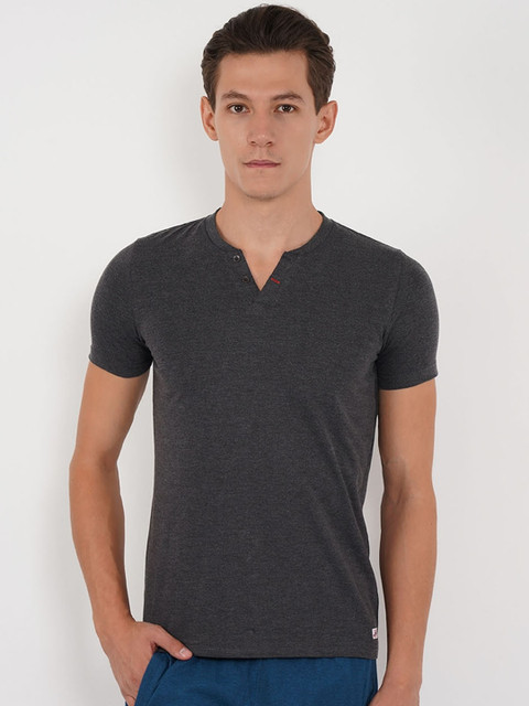 

Sweet Dreams Men Charcoal Solid Lounge Tshirt 8907668793263