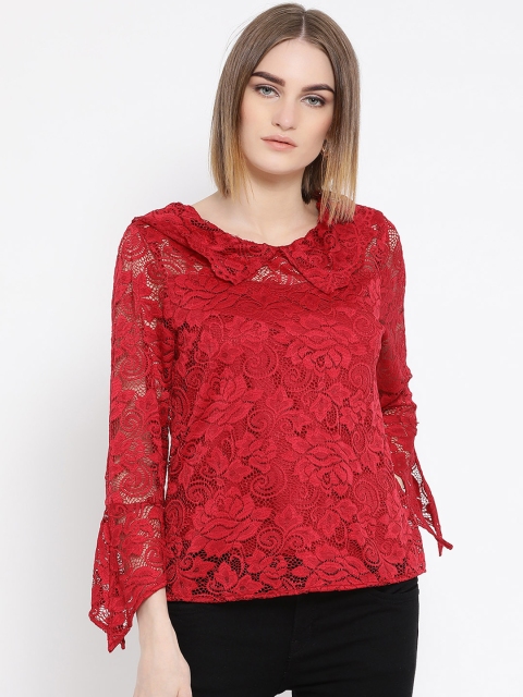 

Latin Quarters Women Red Self Design Top