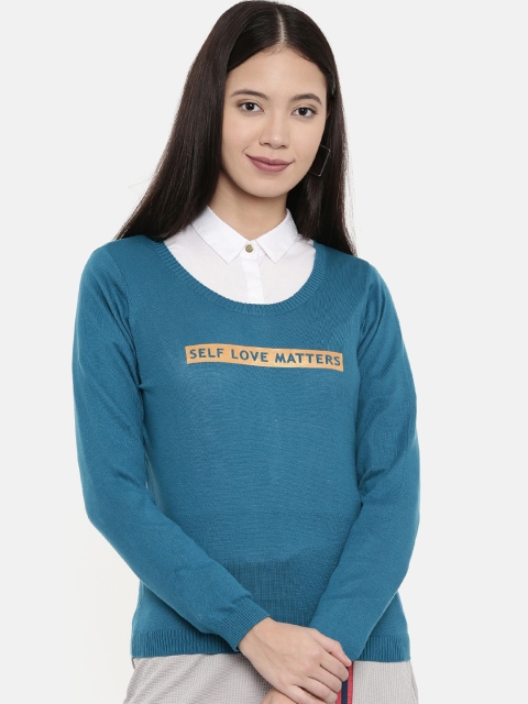 

Chumbak Women Blue Printed Sweater