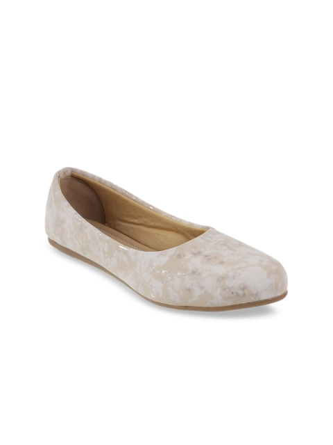 

WALKWAY Women Gold-Toned & Beige Printed Ballerinas