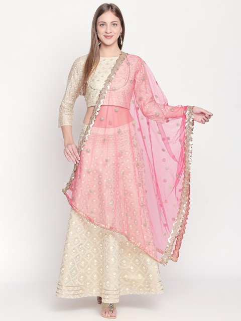 

Dupatta Bazaar Pink & Gold-Toned Embroidered Dupatta