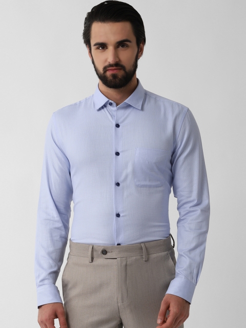 

Peter England Men Blue Slim Fit Self Design Formal Shirt