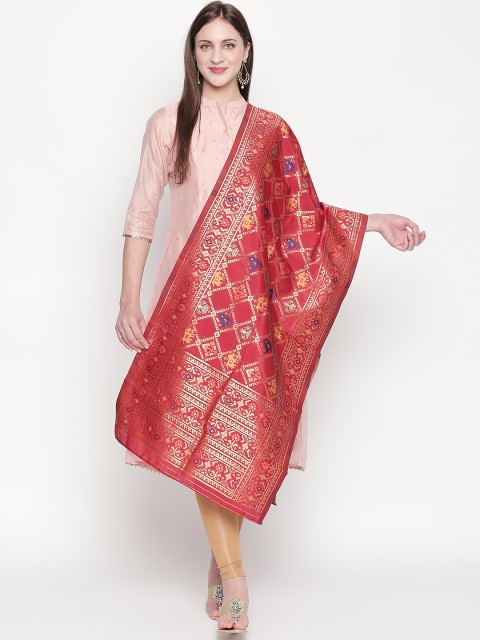 

Dupatta Bazaar Red & Gold-Coloured Woven Design Dupatta