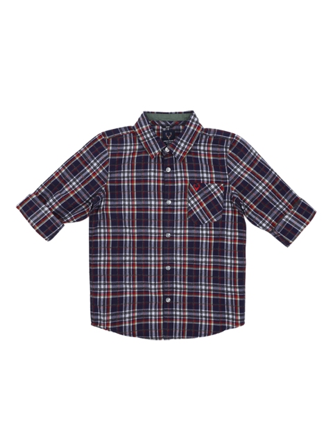 

Allen Solly Junior Boys Navy Blue & Red Regular Fit Checked Casual Shirt
