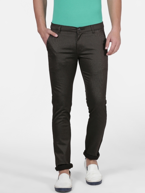 NO NEXT Men Brown Smart Slim Fit Checked Regular Trousers
