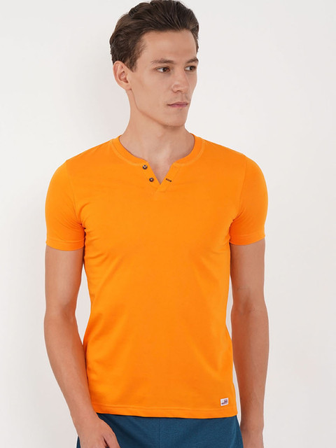 

Sweet Dreams Men Orange Solid Lounge Tshirt 8907668793546