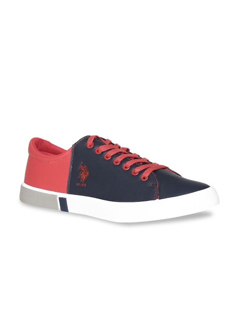

U.S. Polo Assn. Men Navy Blue & Red Colourblocked Sneakers
