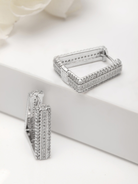 

AVANT-GARDE PARIS Rhodium-Plated Geometric Hoop Earrings, Silver