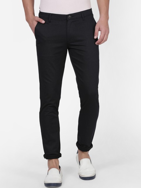 

NO NEXT Men Black Smart Slim Fit Solid Regular Trousers