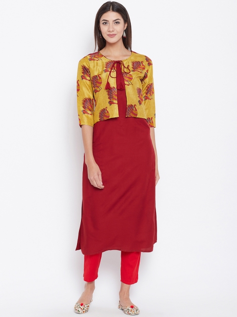 

rangeelo rajasthan Women Yellow & Red Printed Straight Kurta