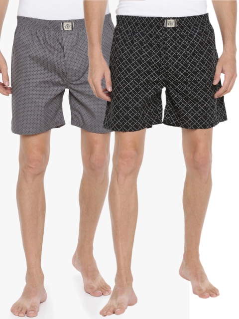 

Force NXT Men Pack of 2 Printed Assorted Assorted Boxers MNAL-581-PO2, Black