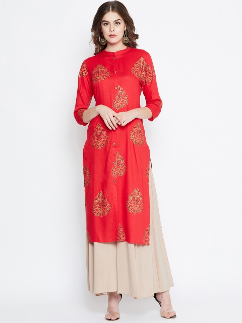 

rangeelo rajasthan Women Red Printed Straight Kurta