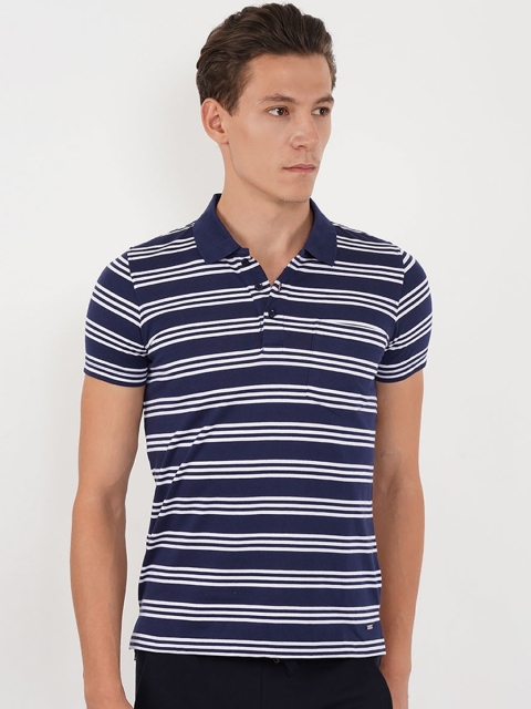 

Sweet Dreams Men Navy Blue & White Striped T-shirt