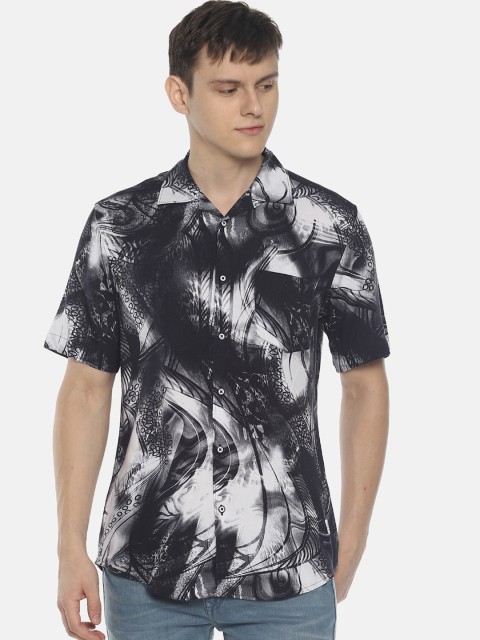 

Bene Kleed Men Grey & Black Slim Fit Printed Casual Shirt