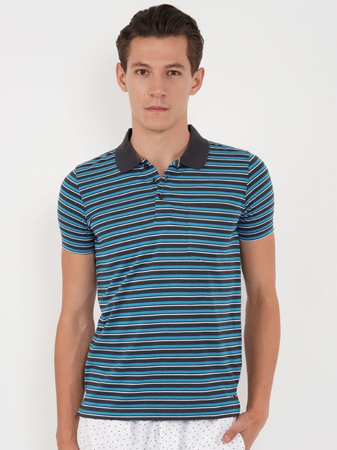 

Sweet Dreams Men Green & Black Striped Lounge Tshirt 8907668760029