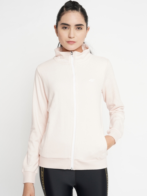 

4F Women Pink Melange Solid Sweatshirt