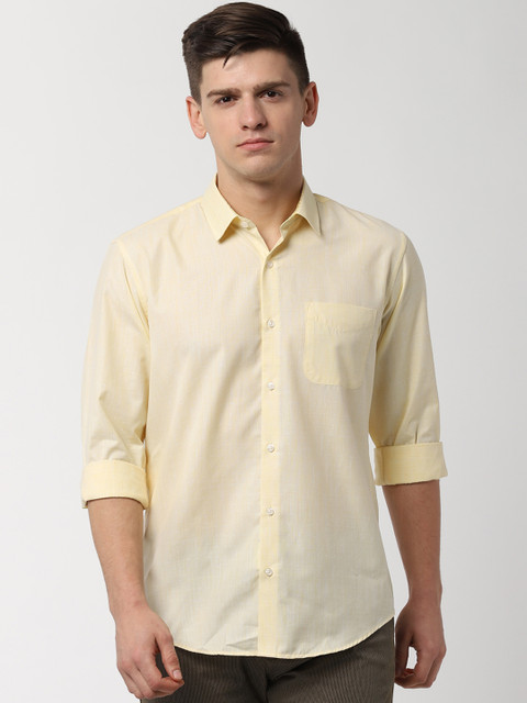

Peter England Men Yellow Slim Fit Self Design Casual Shirt
