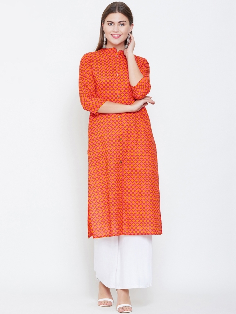 

rangeelo rajasthan Women Orange Printed Straight Kurta