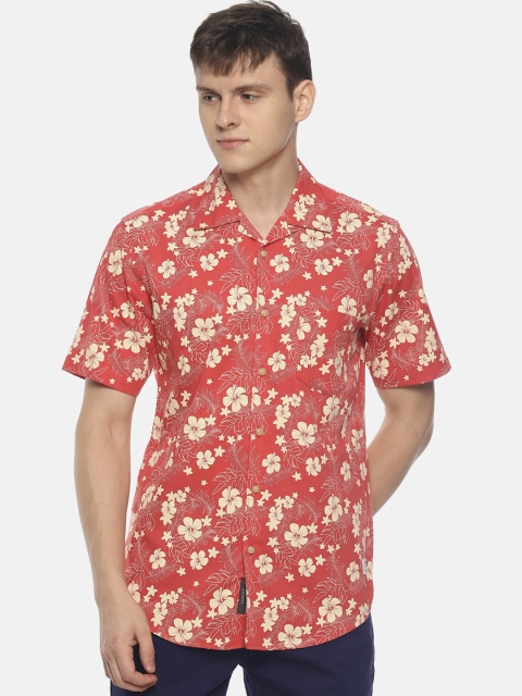 

Bene Kleed Men Red & Cream-Coloured Slim Fit Printed Casual Shirt