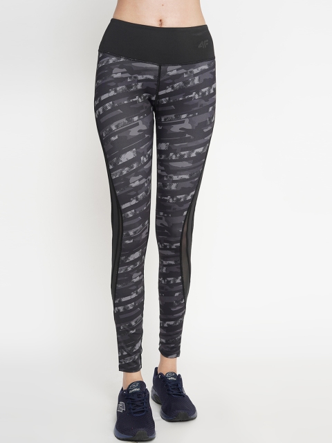 

4F Women Grey Multi Printed e-Dry Technology Tights