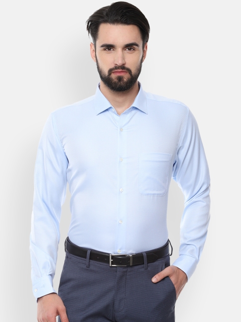 

Van Heusen Men Blue Boxy Self Design Formal Shirt