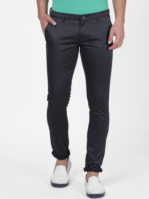 

NO NEXT Men Blue Smart Slim Fit Checked Regular Trousers
