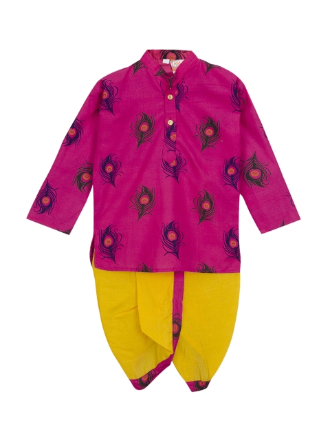 

KID1 Boys Pink & Yellow Printed Kurta with Dhoti Pants